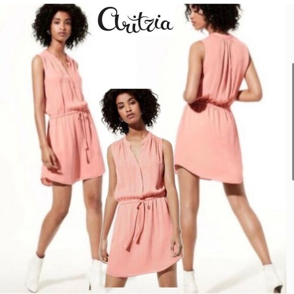 𝅺ARITZIA Babaton Benedict silk dress blush pink Sz M🔥 - Picture 1 of 15